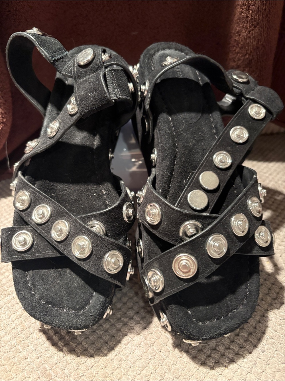 Alexander Wang Black Stud-Embellished Platform Sandals